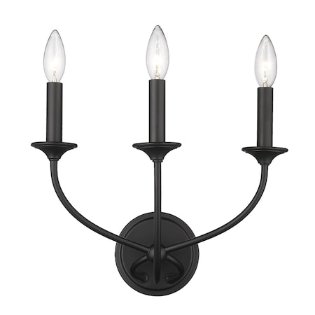 Z-Lite Arabella Wall Sconce, 3-Light, 14 In.W x 9.5 In.L x 11.5 In.H, Matte Black/Matte Black 3500-3S-MB